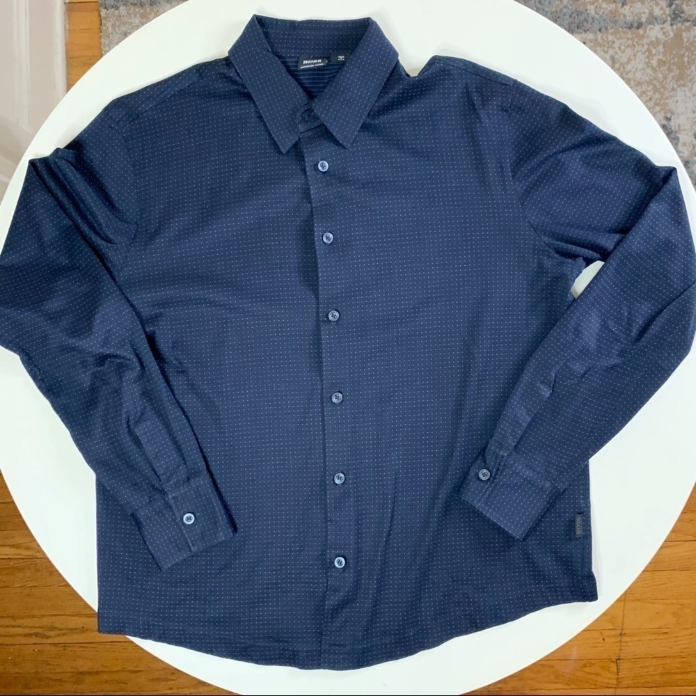 Hugo Boss Slim Fit Mercerised Cotton Button Down Shirt Blue Men’s Size Medium